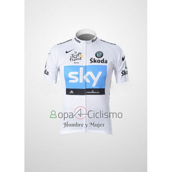 Sky Lider Ropa Ciclismo Culotte Corto 2011 Hombre Mangas Cortas Blanco y Azur